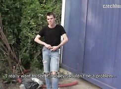 CH 373, Camera guy pays a young guy in a plain black T, to suck and be fucked