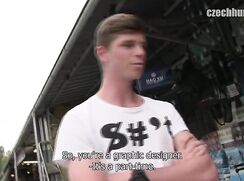 CH 379, Camera guy pays a young guy in a white "S#'t" T,  to suck and be fucked