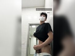 Horny Asian stud jerks-off