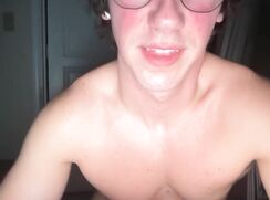 Verbal Nerd Jerking-off on the Bed