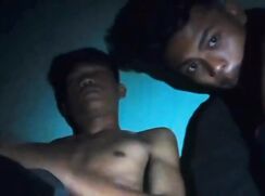 Roommates jerk-off together and have fun cumming on each other
