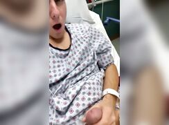 In the hospital room where anyone can walk in on him