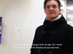 CH 399, Camera guy pays a young guy in thick black duffel jacket, to suck and be fuck