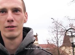 CH 402, Camera guy pays a young guy in grey stripy jacket, to suck and be fucked