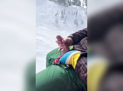 Stroking My Cock On The Ski Lift & Cumming
