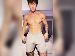 muscle teen is so horny strips jerks his big bulge and leaks precum in his underwear
