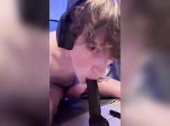 Sucking a dildo and cooking my stupid penis