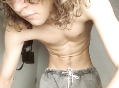 long hair handsome boy's big dick jerks cam porn
