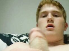Chubby ginger teen cums