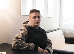 CH 415, Camera guy pays a young guy in black jacket and grey and white camo hoodie to