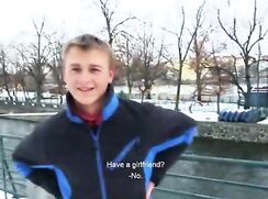 CH 417, Camera guy pays a young guy in blue and black jacket to suck and be fucked