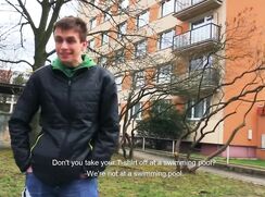 CH 421, Camera guy pays a young guy in black jacket with a green hoodie to suck and b