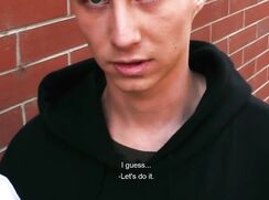 CH 428, Camera guy pays a young guy in black white and green hooded jacket to suck an