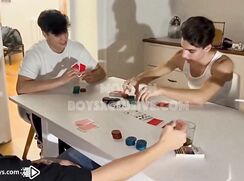 Italian twinks strip poker end in fuck fest