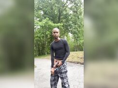 Hot black guy pulls it out in the driveway