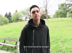 CH 434, Camera guy pays a young guy in dark grey numbered hoodie to suck and be fucke