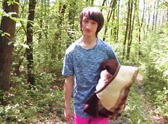 CH 439, Camera guy pays a young guy in speckled blue T and pink shorts to suck and be