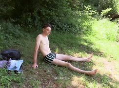 CH 440, Camera guy pays a young guy in striped swim trunks to suck and be fucked