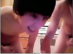 Friends on webcam Naked in the kitchen