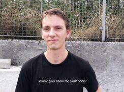 CH 463, Camera guy pays a young guy in black T and blue cut-offs to suck and be fucke