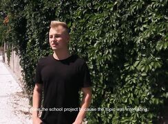 CH 469, Camera guy pays a young guy in black T and ripped black shorts to suck and be