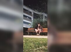 Dumb femboy paid to walk outside naked to wank and finger himself