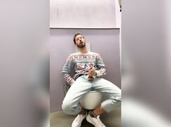 AHV - Huge cumshot in the library's bathroom after studying