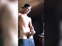 Taking a break and drinking his load