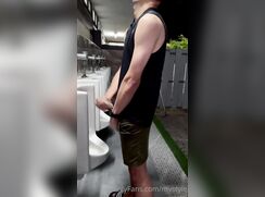 Asian Jerk Off in Urinal