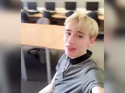 Young college boy shows his butt