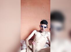 AHV - Skinny white Brazilian Maloka, jerking off and smoking