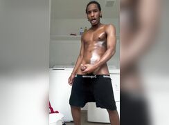 Black amateur - In the laundry room