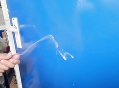 Spurting a lot of juicy cum against my door - TSC4