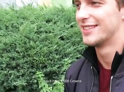 CH 481, Camera guy pays a young guy in a purple T and a black jacket to suck and be f