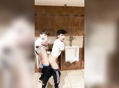 Two cute boys fucking in public