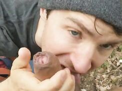 Hiking BJ & Cum Facial From Uncut Cock