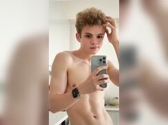 Blond reveals his big white cock