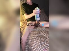 handsome chinese twunk cums using automatic pussy toy