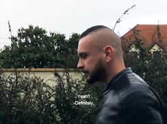 CH 493, Camera guy pays a young guy in black leather jacket to suck and be fucked
