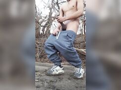 AHV - Barely legal teen Latino jerking and cumming by river