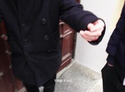 CH 505, Camera guy pays 2 young guys, one in blue and red hooded jacket, the other in