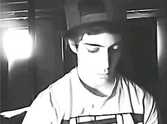 College Lad wanks off on webcam in Black and White video - AI Enhanced