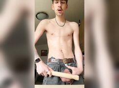 Beating his own nuts