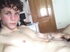 cute fit blonde cumming bed bate