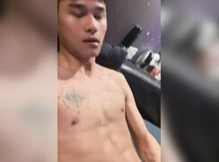 Hottie college boy jerks his big dick