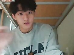 Horny college boy jerks off chatting with a girl