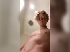 Cute blonde sperm spritzer