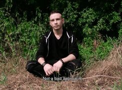 CH 548, Camera guy pays a young guy in black jacket with white stripes, and a head wi