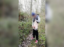 AHV - Boy jerking off and cumming on a forest trail