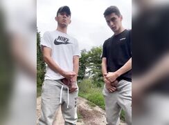 Two Bros Jack Off Together Outdoors #2